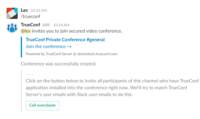 TrueConf Server в Slack App Directory 2