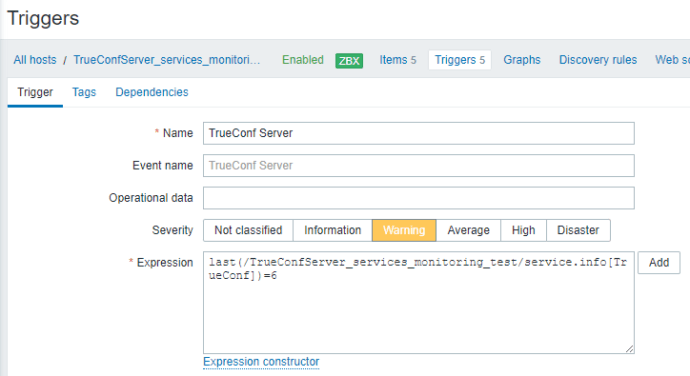 Мониторинг TrueConf Server с помощью Zabbix 123