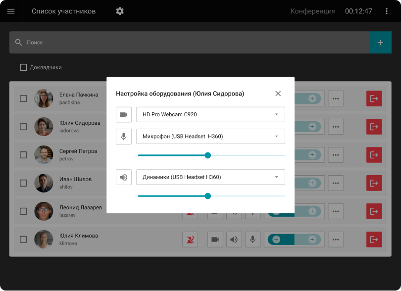 Управление участниками Труконф